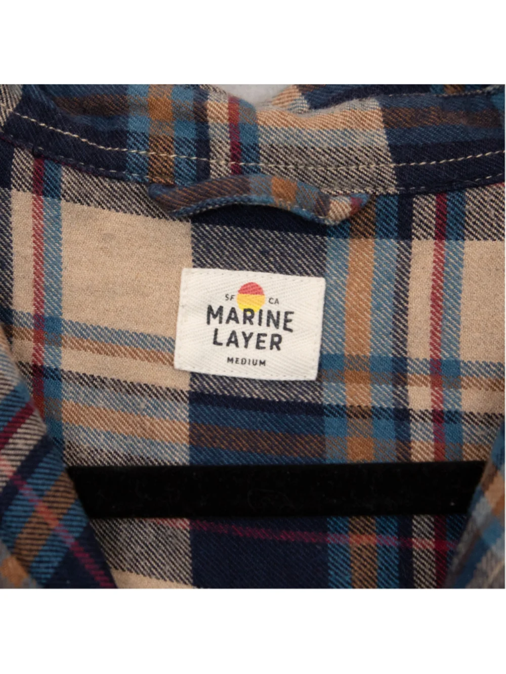 Marine Layer Classic Fit Balboa beige plaid flannel button-down shirt-M